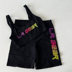 Black Vintage LA Gear Bra and Biker Shorts Set | Forever21